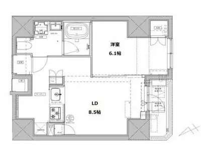 GENOVIA文京千駄木(1LDK/2階)の間取り写真