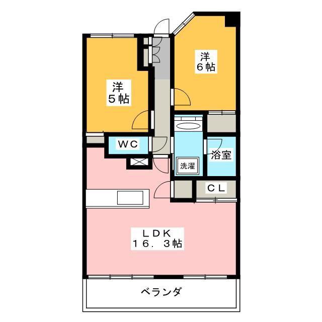 レーベン八王子MARK GATE(2LDK/8階)の間取り写真