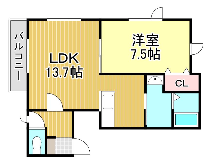 ジェーハイツ新中野3(1LDK/2階)の間取り写真