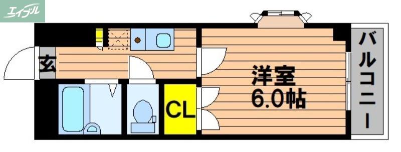 ハッピーハイツ今(1K/1階)の間取り写真
