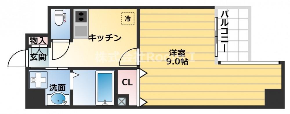 クレアート大手前グランアクシア(1K/6階)の間取り写真