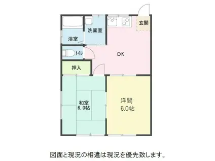 ホワイトハウスB(2DK/1階)の間取り写真