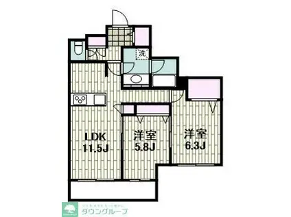 LE RUAH(2LDK/2階)の間取り写真