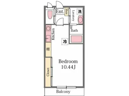 モーゲンロート(ワンルーム/1階)の間取り写真