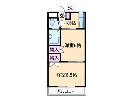 ヤマダハイツ(1LDK/3階)の間取り写真
