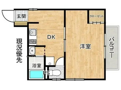 メゾン・夏椿(1K/1階)の間取り写真