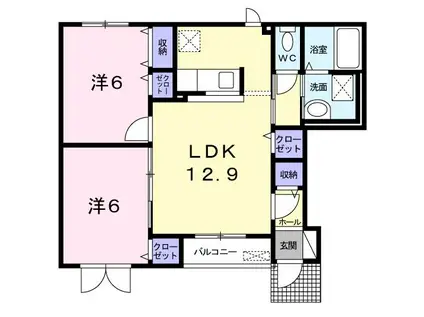 JR宗谷本線 名寄駅 バス乗車時間:7分 最寄りバス停で下車 徒歩1分 2階建 築16年(2LDK/1階)の間取り写真