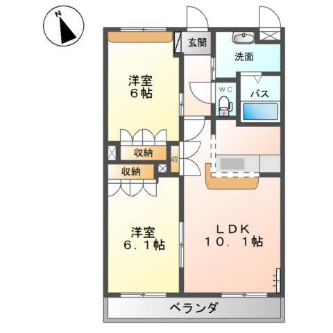 レジアスガーデン(2LDK/3階)の間取り写真