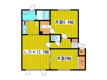 ボヌール21A(2LDK/1階)の間取り写真