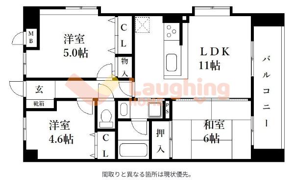 エンゼルハイム久留米東(3LDK/7階)の間取り写真