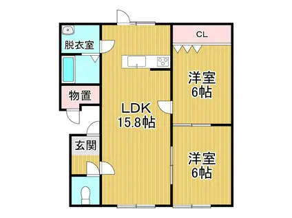 コーポKY(2LDK/2階)の間取り写真