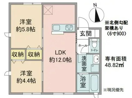 バンヤン(2LDK/2階)の間取り写真