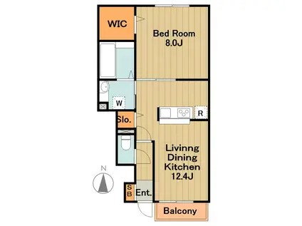 ポートランドAB(1LDK/1階)の間取り写真