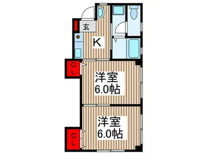 AKOS-HEIM(2K/1階)の間取り写真