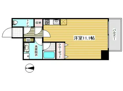 エスタンシア元町(ワンルーム/2階)の間取り写真