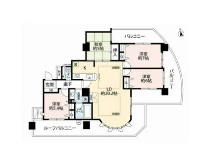 セレッソコート阿倍野(4LDK/13階)の間取り写真