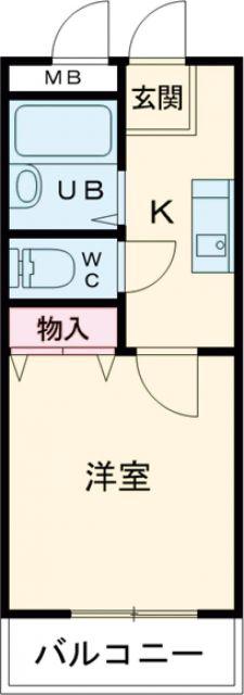 ユニックス神戸西(1K/2階)の間取り写真