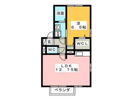 リビングタウン下奈良 A(1LDK/2階)の間取り写真