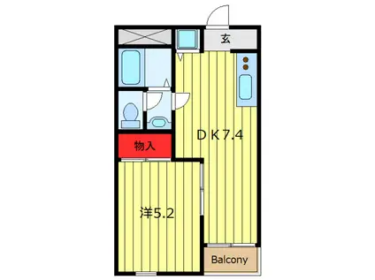 パルクレール日之出(1DK/2階)の間取り写真