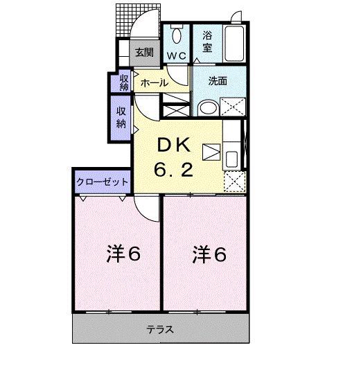 フォレスタ(2DK/1階)の間取り写真