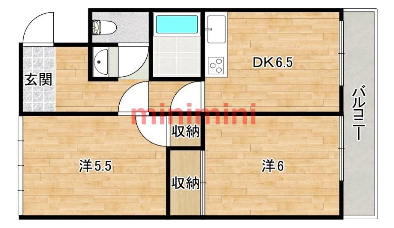 FAMINESUI(2DK/3階)の間取り写真
