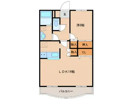 イストワール岩渕V(1LDK/4階)の間取り写真