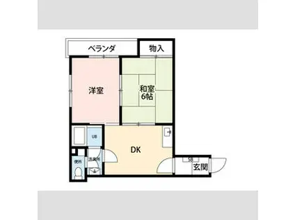 ベルコネクト北田辺(2DK/4階)の間取り写真