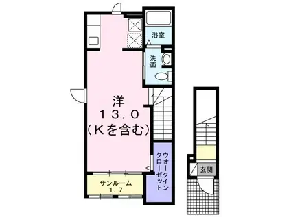 グラン レーヴ(ワンルーム/2階)の間取り写真