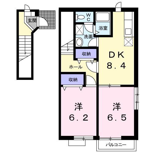 セトル白銀(2DK/2階)の間取り写真