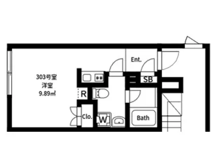 王子本町2丁目北棟(ワンルーム/3階)の間取り写真