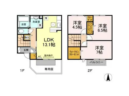 ハーモニータウンC棟(3LDK/1階)の間取り写真