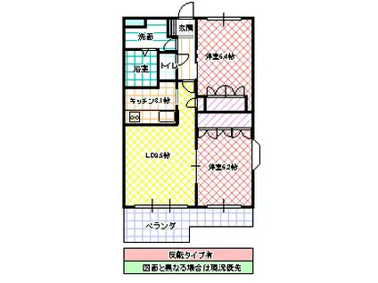 グランドール(2LDK/1階)の間取り写真