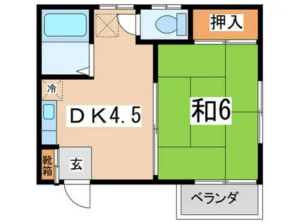 サンヒルズ B棟(1DK/2階)の間取り写真