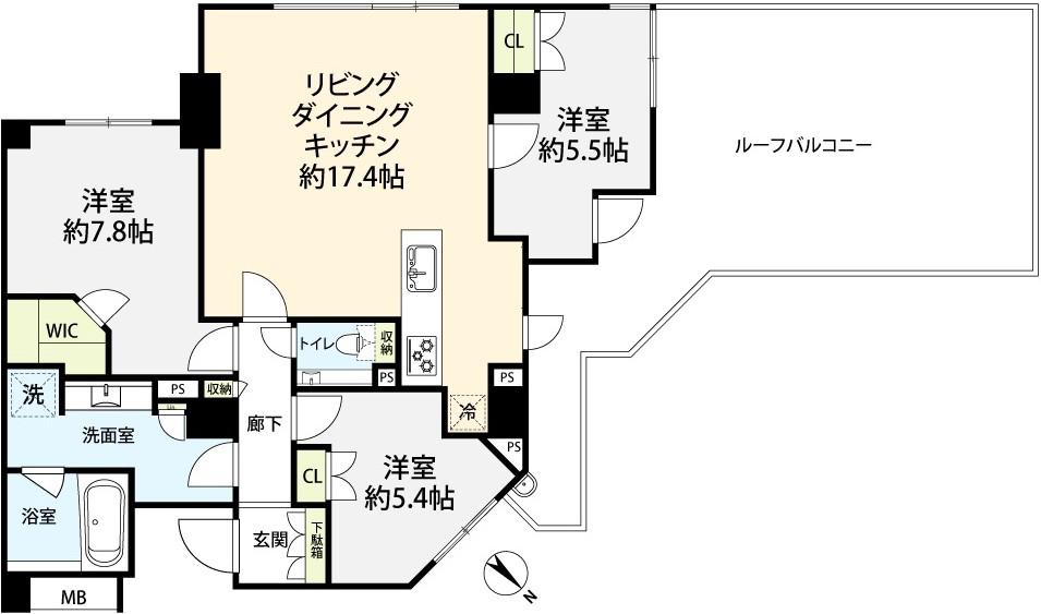 ブランズ瀬田(3LDK/3階)の間取り写真
