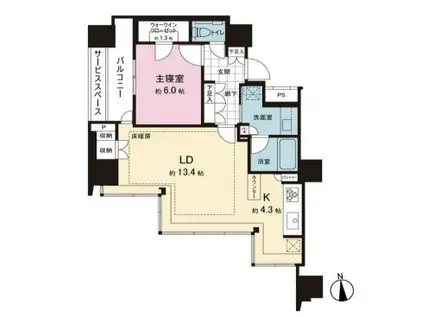 パークタワー芝公園(1LDK/23階)の間取り写真