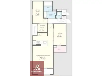 インペリアル大宮(1LDK/1階)の間取り写真