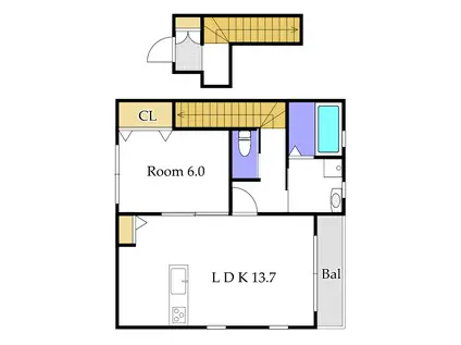 メゾンYASUI(1LDK/2階)の間取り写真