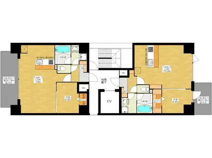 BRAVE徳井町(1LDK/4階)の間取り写真