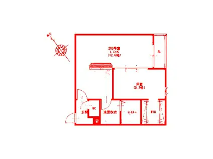 グランティックアルファ(1LDK/2階)の間取り写真