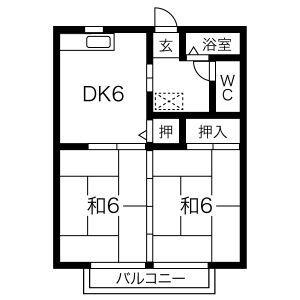 高須ハイツ(2DK/1階)の間取り写真