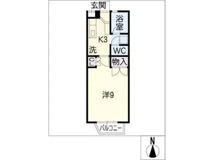 テラスグリーン(1K/2階)の間取り写真