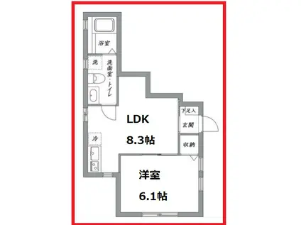 ビーマーク(1LDK/1階)の間取り写真