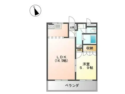 グリーンビレッジ(1LDK/1階)の間取り写真