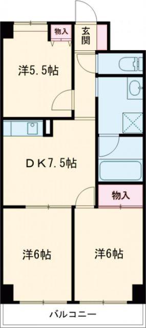 第7水野マンション(3DK/3階)の間取り写真