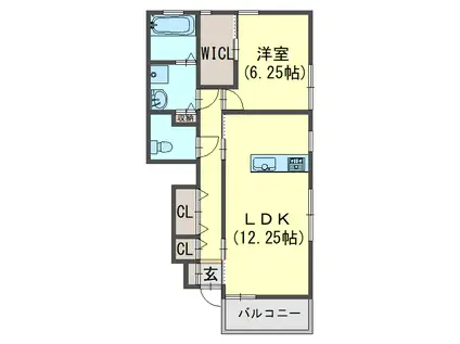 アルタイル(1LDK/1階)の間取り写真