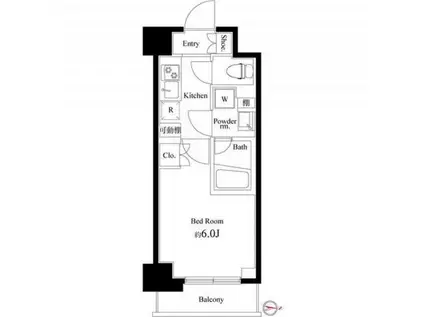 ハーモニーレジデンス武蔵小杉002(1K/1階)の間取り写真