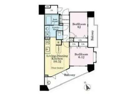 ラングマンション立川(2LDK/2階)の間取り写真