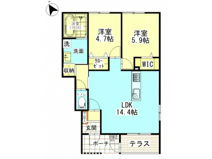 アルクス長束(2LDK/1階)の間取り写真