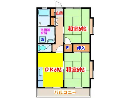 朝日のあたる家(2DK/1階)の間取り写真