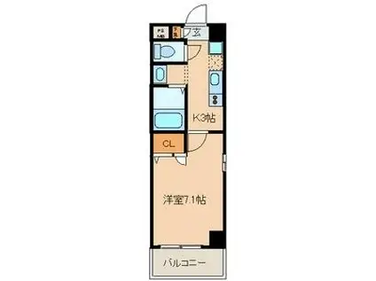 ボヌール城北(1K/3階)の間取り写真